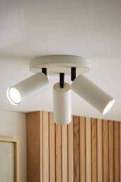 ValueLights Taylor Matte 3 Way Adjustable Tube Spotlight Ceiling Light in Cream - thumbnail 1