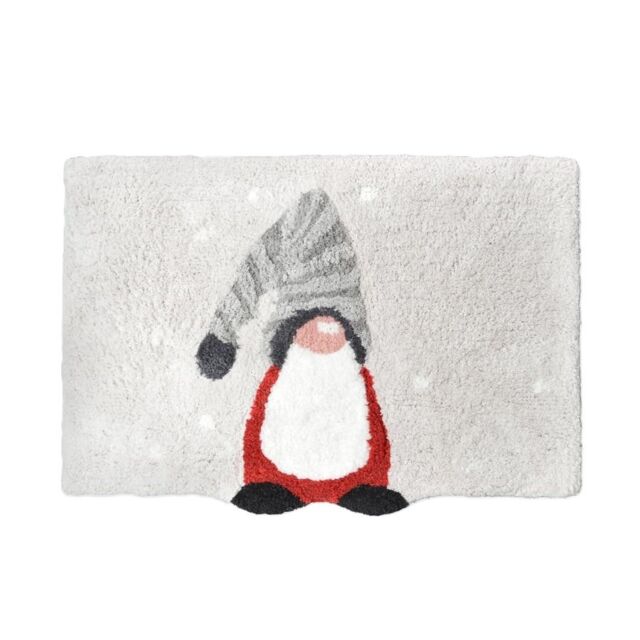 Allure Bath Fashions Gonk Christmas Bath Mat - Non-Slip, Supersoft Festive Rug in Grey - image 1