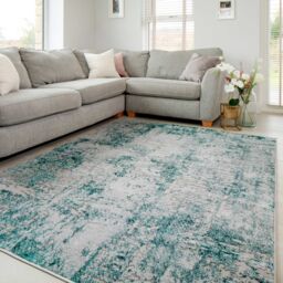 Kukoon Aqua Green Beige Contemporary Abstract Soft Pile Living Room Area Rug - Size: 80 cm x 150 cm - thumbnail 5
