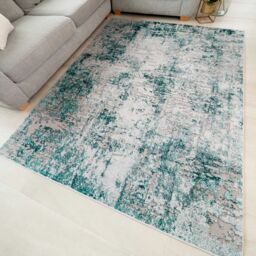 Kukoon Aqua Green Beige Contemporary Abstract Soft Pile Living Room Area Rug - Size: 80 cm x 150 cm - thumbnail 4