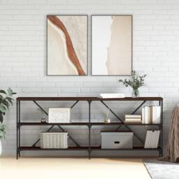 Berkfield Home Decorative Console Table Brown Oak 180x30x75 cm Engineered Wood a - Size: 180 x 30 x 75 cm - thumbnail 2