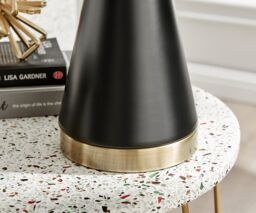 FurnitureboxUK Zoe Energy Efficient Conical Metal Table Lamp Light With Fabric Shade (Including Bulb) in Black - thumbnail 3