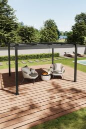Living and Home 13x10ft Aluminium Pergola with Retractable Roof in Light Grey - thumbnail 2