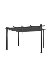 Living and Home 13x10ft Aluminium Pergola with Retractable Roof in Light Grey - thumbnail 6