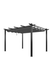 Living and Home 13x10ft Aluminium Pergola with Retractable Roof in Light Grey - thumbnail 5