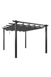 Living and Home 13x10ft Aluminium Pergola with Retractable Roof in Light Grey - thumbnail 4