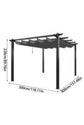Living and Home 13x10ft Aluminium Pergola with Retractable Roof in Light Grey - thumbnail 9