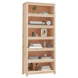 Berkfield Home Book Cabinet 80x35x183 cm Solid Wood Pine in Brown - Size: 80 x 35 x 183 cm - thumbnail 4