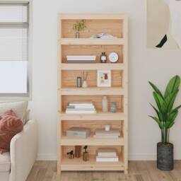 Berkfield Home Book Cabinet 80x35x183 cm Solid Wood Pine in Brown - Size: 80 x 35 x 183 cm - thumbnail 3
