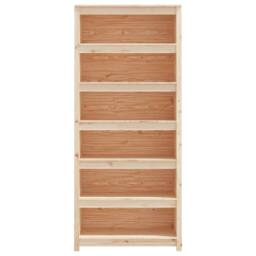 Berkfield Home Book Cabinet 80x35x183 cm Solid Wood Pine in Brown - Size: 80 x 35 x 183 cm - thumbnail 5