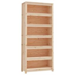 Berkfield Home Book Cabinet 80x35x183 cm Solid Wood Pine in Brown - Size: 80 x 35 x 183 cm - thumbnail 2