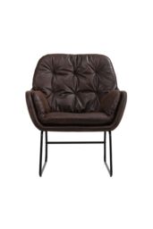 Living and Home Contemporary Metal Legs Tufted Leisure Armchair in Brown - thumbnail 2