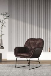 Living and Home Contemporary Metal Legs Tufted Leisure Armchair in Brown - thumbnail 1