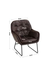Living and Home Contemporary Metal Legs Tufted Leisure Armchair in Brown - thumbnail 4