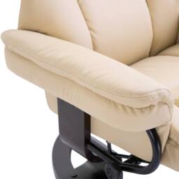 STILVORA Recliner Chair with Footstool in Cream PU Leather - thumbnail 8