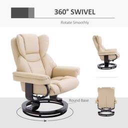 STILVORA Recliner Chair with Footstool in Cream PU Leather - thumbnail 7