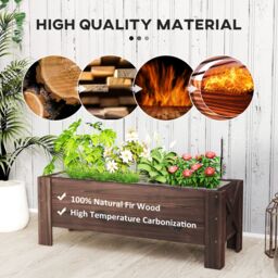OUTSUNNY Wooden Garden Raised Bed Planter Grow Containers Pot, 100x36.5x36cm in Brown - Size: 100x36.5x36 cm - thumbnail 6