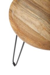 Orsina Natural Mango Wood Small Side Table, Round Wooden Side Table With Black Iron Legs, Modern Rustic Side Table - thumbnail 4