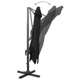 Berkfield Home Cantilever Umbrella with Pole & LED Lights Black 300 cm - thumbnail 4