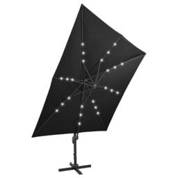 Berkfield Home Cantilever Umbrella with Pole & LED Lights Black 300 cm - thumbnail 5