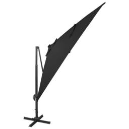 Berkfield Home Cantilever Umbrella with Pole & LED Lights Black 300 cm - thumbnail 1