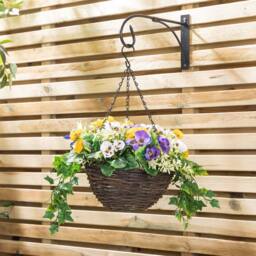 Christow Artificial Pansy Wicker Hanging Basket UV Resistant Foliage 25cm in Yellow - thumbnail 2