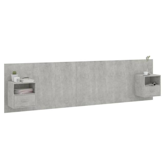 Berkfield Home Classic Bed Headboard with Cabinets Concrete Grey Engineered Wood - image 1