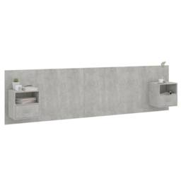 Berkfield Home Classic Bed Headboard with Cabinets Concrete Grey Engineered Wood - thumbnail 1