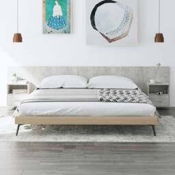 Berkfield Home Classic Bed Headboard with Cabinets Concrete Grey Engineered Wood - thumbnail 2