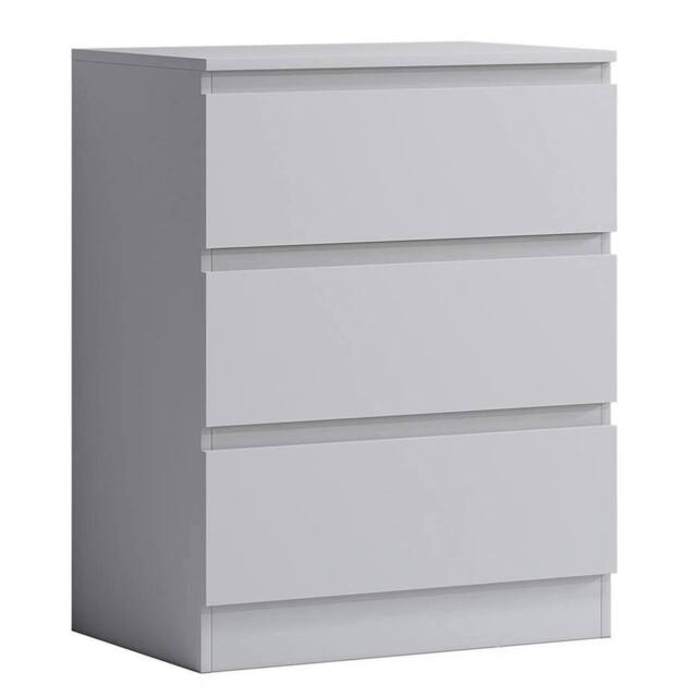 FLAVORA Handleless Matt White Bedside 3 Drawer Scandinavian Bedroom Furniture - Size: 100 cm x 15 cm - image 1