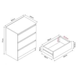 FLAVORA Handleless Matt White Bedside 3 Drawer Scandinavian Bedroom Furniture - Size: 100 cm x 15 cm - thumbnail 5