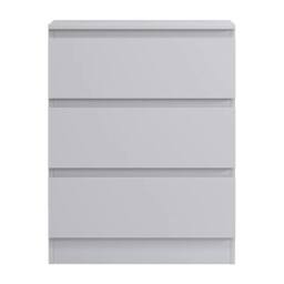 FLAVORA Handleless Matt White Bedside 3 Drawer Scandinavian Bedroom Furniture - Size: 100 cm x 15 cm - thumbnail 2