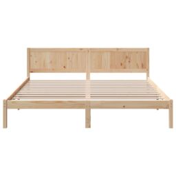Berkfield Home Pine Wood Bed Frame Natural wood Solid pine wood 200 x 200 cm in Brown - thumbnail 6