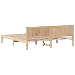 Berkfield Home Pine Wood Bed Frame Natural wood Solid pine wood 200 x 200 cm in Brown - thumbnail 8