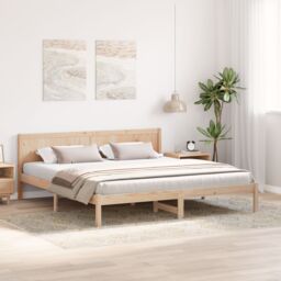 Berkfield Home Pine Wood Bed Frame Natural wood Solid pine wood 200 x 200 cm in Brown - thumbnail 5