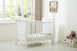 MCC Direct CozyCubs Wooden Curved Sleigh Baby Cot Bed with Mattress Savannah in White - thumbnail 3