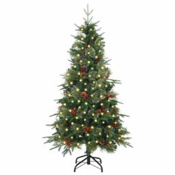 Berkfield Home Elegant Artificial Hinged Christmas Tree Green 120 cm PE & PVC - thumbnail 1