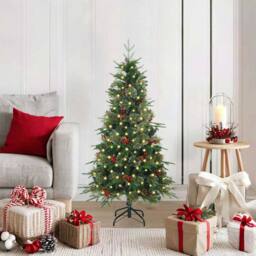 Berkfield Home Elegant Artificial Hinged Christmas Tree Green 120 cm PE & PVC - thumbnail 2