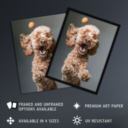 "Artery8 Wall Art Print Funny Cockapoo Dog Lover Treat Catch Photo Poster in Grey - Size: W12"" x H16""" - thumbnail 2