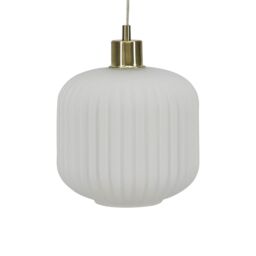 First Choice Lighting Bento - White Ribbed Glass with Satin Brass Pendant Fitting - thumbnail 7