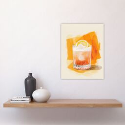 "Artery8 Whiskey Sour Cocktail Fruit Slice Bar Watercolour Wall Art Print in Orange - Size: W24"" x H32""" - thumbnail 4