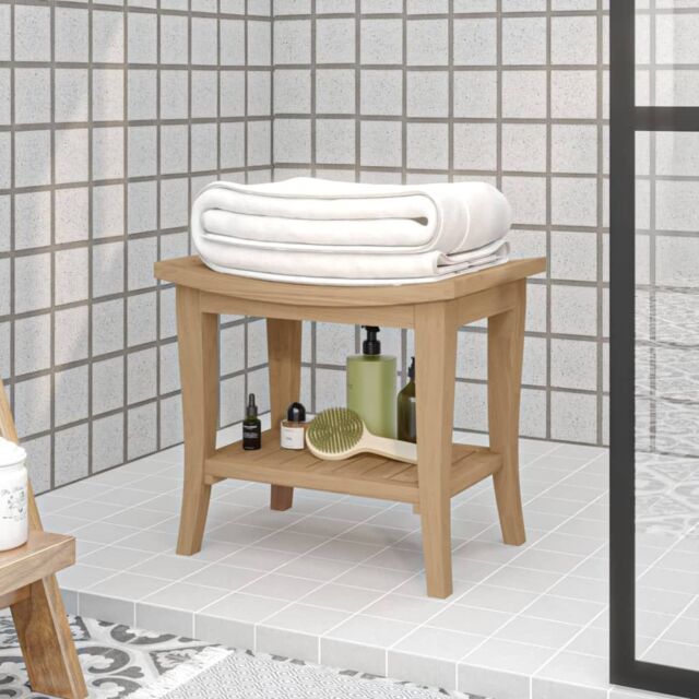 Berkfield Home Bathroom Side Table 50x35x45 cm Solid Wood Teak in Brown - Size: 50 x 35 x 45 cm - image 1