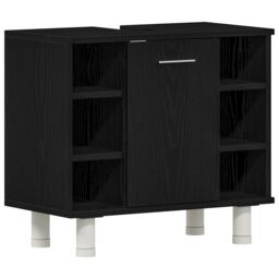 Berkfield Home Bathroom Furniture Set 4 Pieces Black Oak Engineered Wood Storage - thumbnail 6