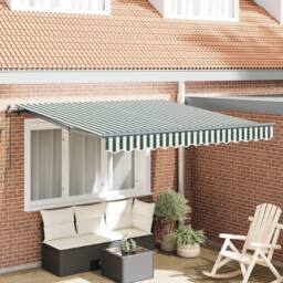 Berkfield Home Manual Retractable Awning Green & White 300x250 cm