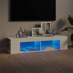 Berkfield Home TV Cabinet with LED Lights White 135x39x30 cm - Size: 135 x 39 x 30 cm - thumbnail 2