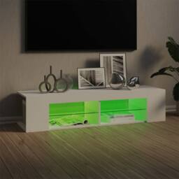 Berkfield Home TV Cabinet with LED Lights White 135x39x30 cm - Size: 135 x 39 x 30 cm - thumbnail 4
