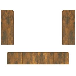 Berkfield Home 4 Piece TV Cabinet Set Smoked Oak Engineered Wood in Brown - thumbnail 2
