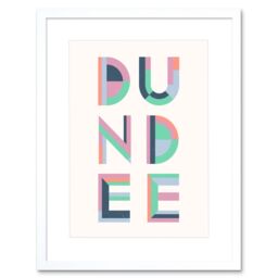 "Artery8 Wall Art Print Dundee Colourful Word Art Framed 9X7 in White - Size: W7"" x H9""" - thumbnail 1