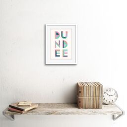 "Artery8 Wall Art Print Dundee Colourful Word Art Framed 9X7 in White - Size: W7"" x H9""" - thumbnail 2