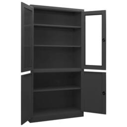 Berkfield Home Office Cabinet Anthracite 90x40x180 cm Steel in Charcoal - Size: 90 x 40 x 180 cm - thumbnail 5